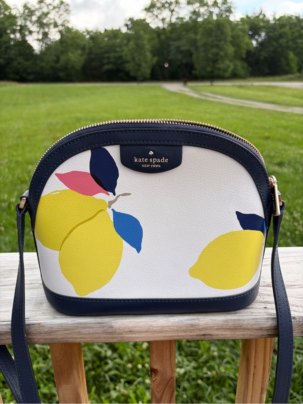 Kate Spade Sylvia Lemon Zest Half Medium Dome Crossbody Bag EUC Summer Spring - Picture 2 of 11